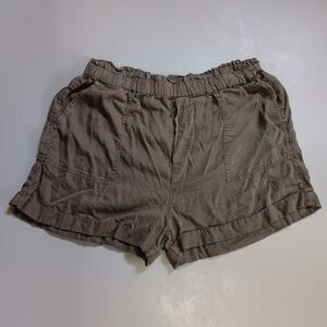 Lucky Brand Pull On Paperbag Shorts Women Size Large Green Elastic waist 7W21154